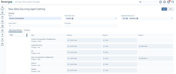 Data Sourcing Agent Config