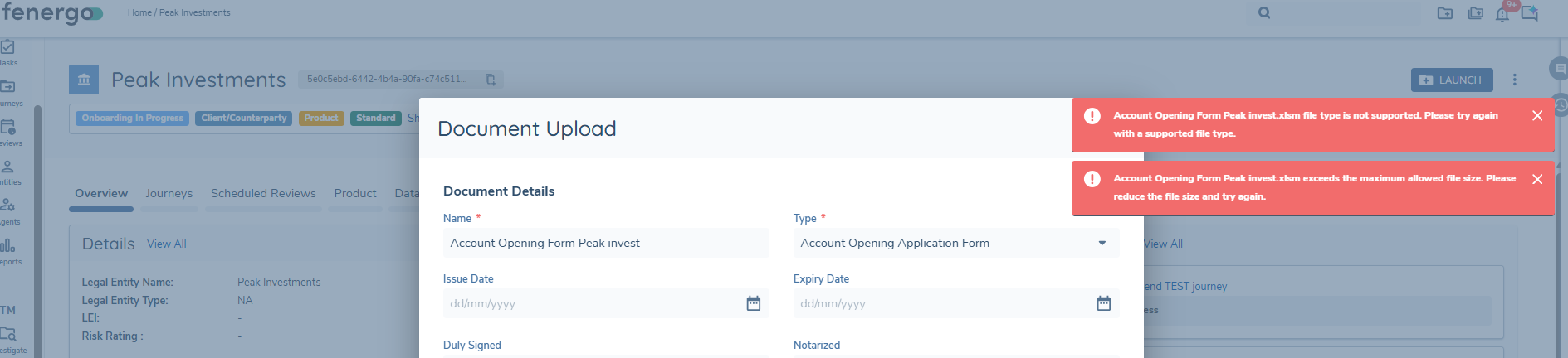 Document Message for Errors