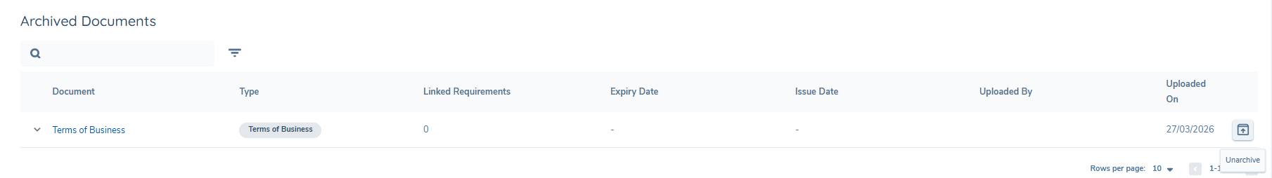 Unarchiving a Document
