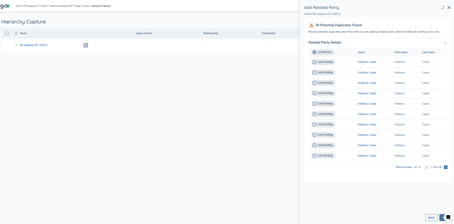Fenergo Duplicate search