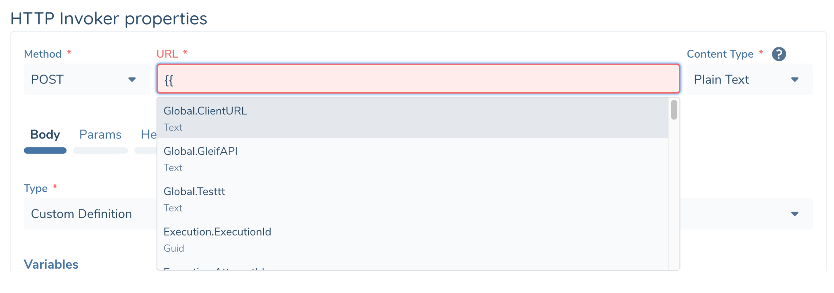 Intellisense lists available variables