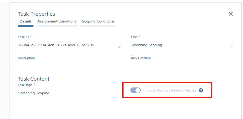 Product Related Parties Toggle