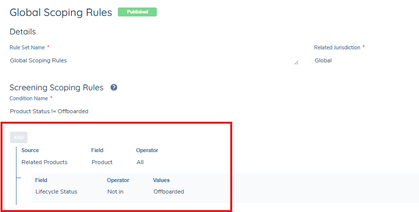 Product Status Scoping Rule