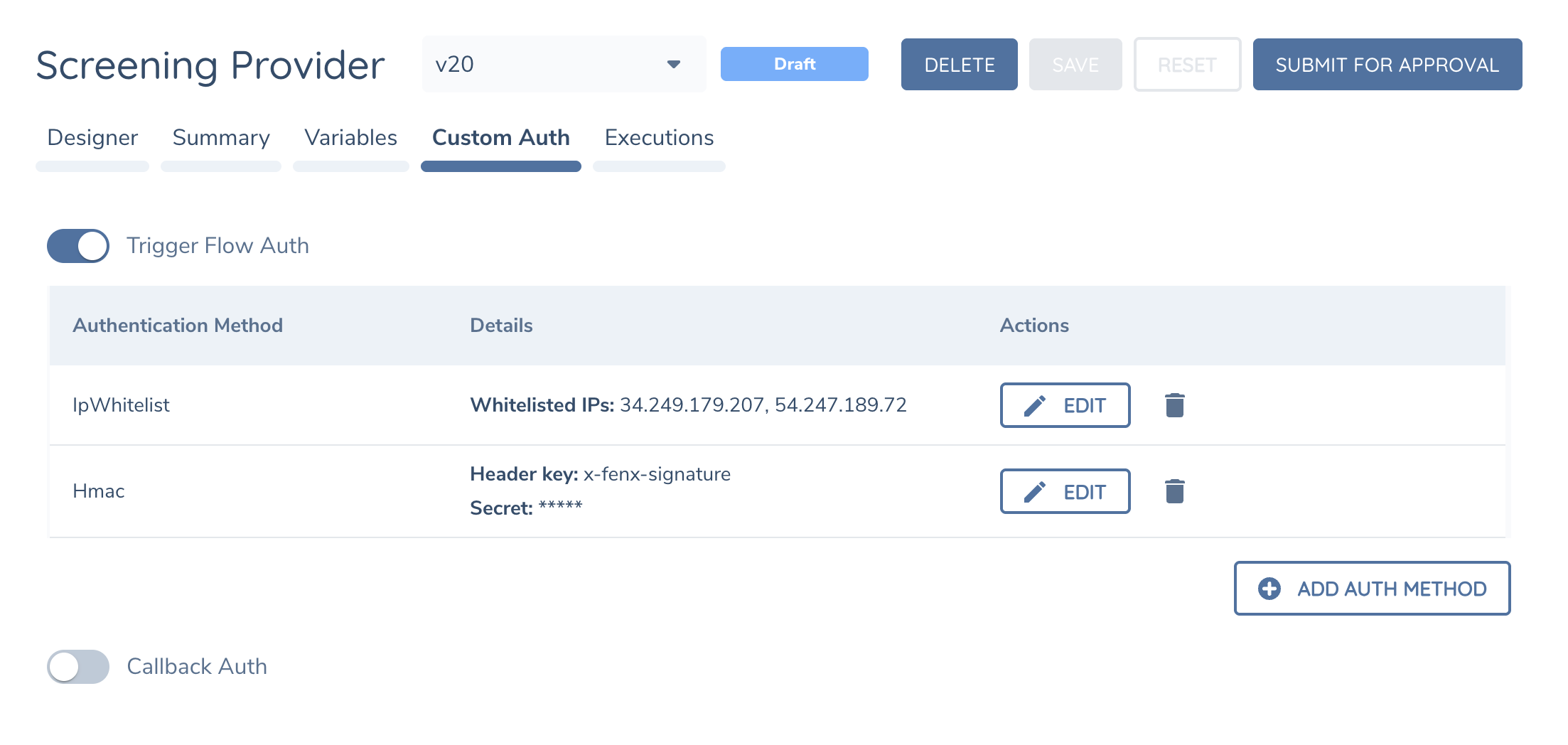 Custom Authentication Configuration