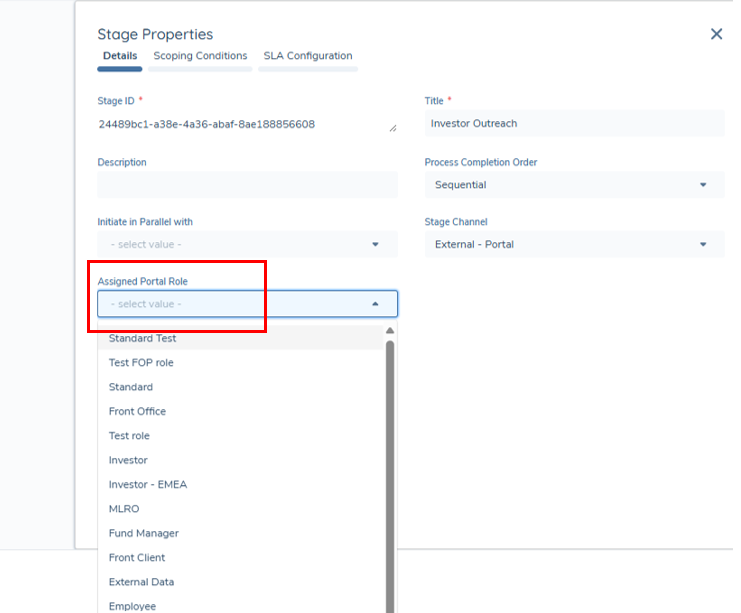 Assigned Portal Dropdown