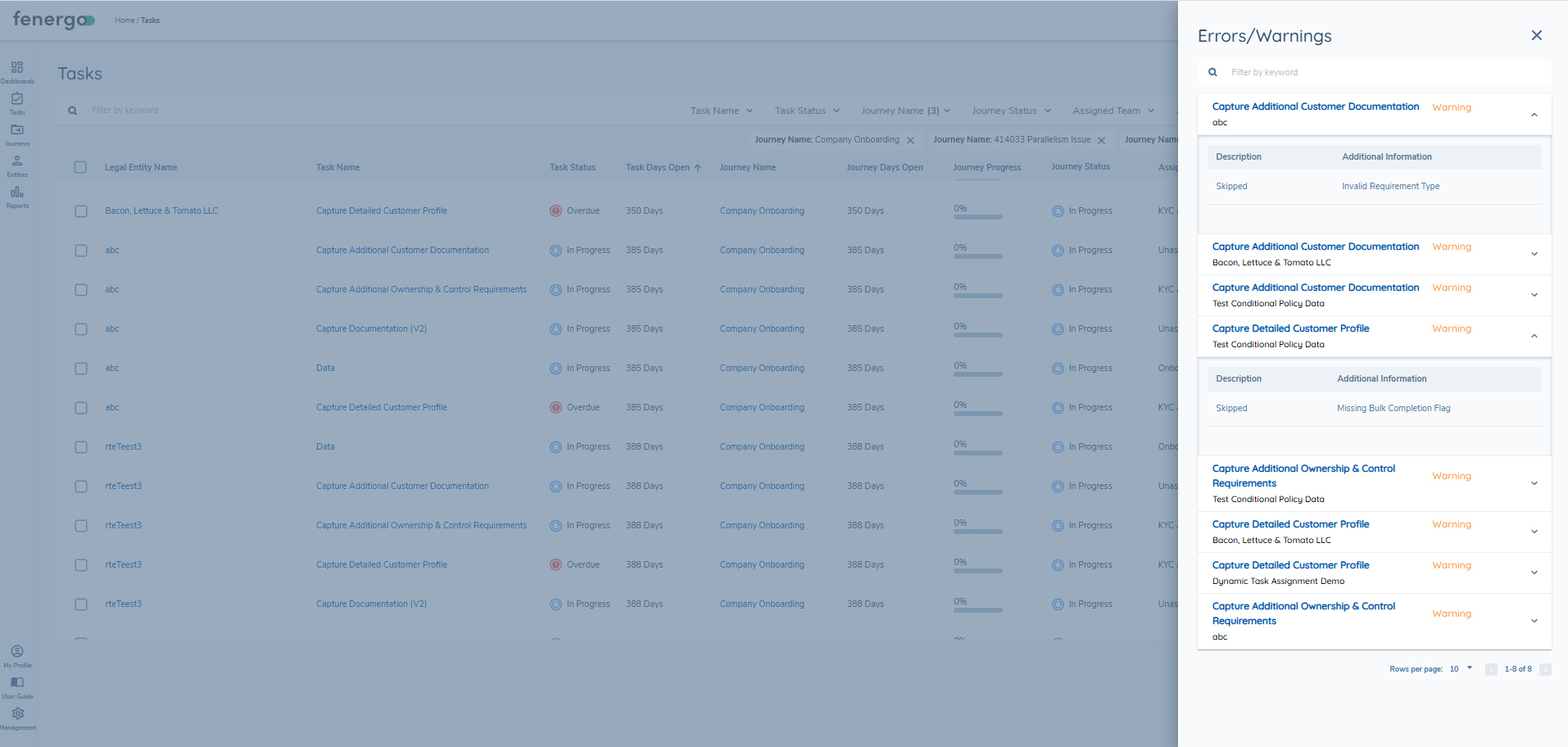 Advanced Dashboards Cannot Complete Tasks message