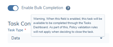 Advanced Dashboards Bulk Actions toggle on Task properties