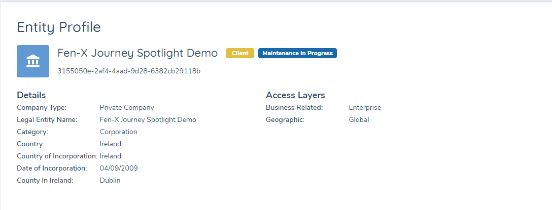 Entity Profile Format Working with Journeys | Fenergo Document Portal