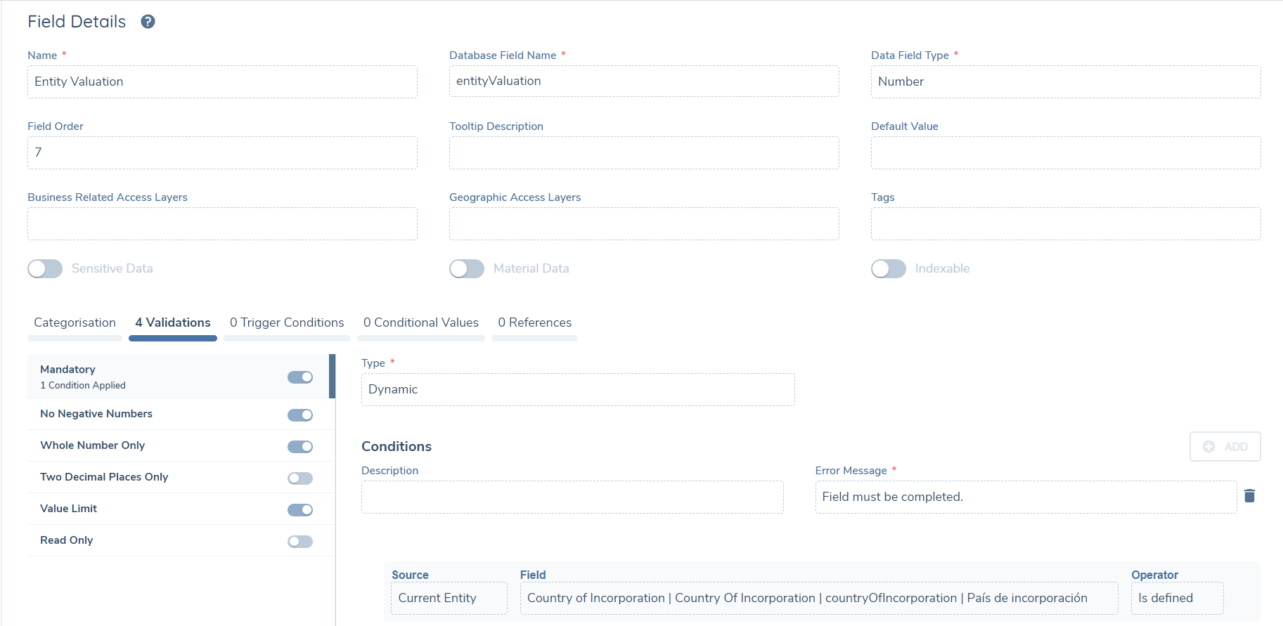 Conditional Mandatory