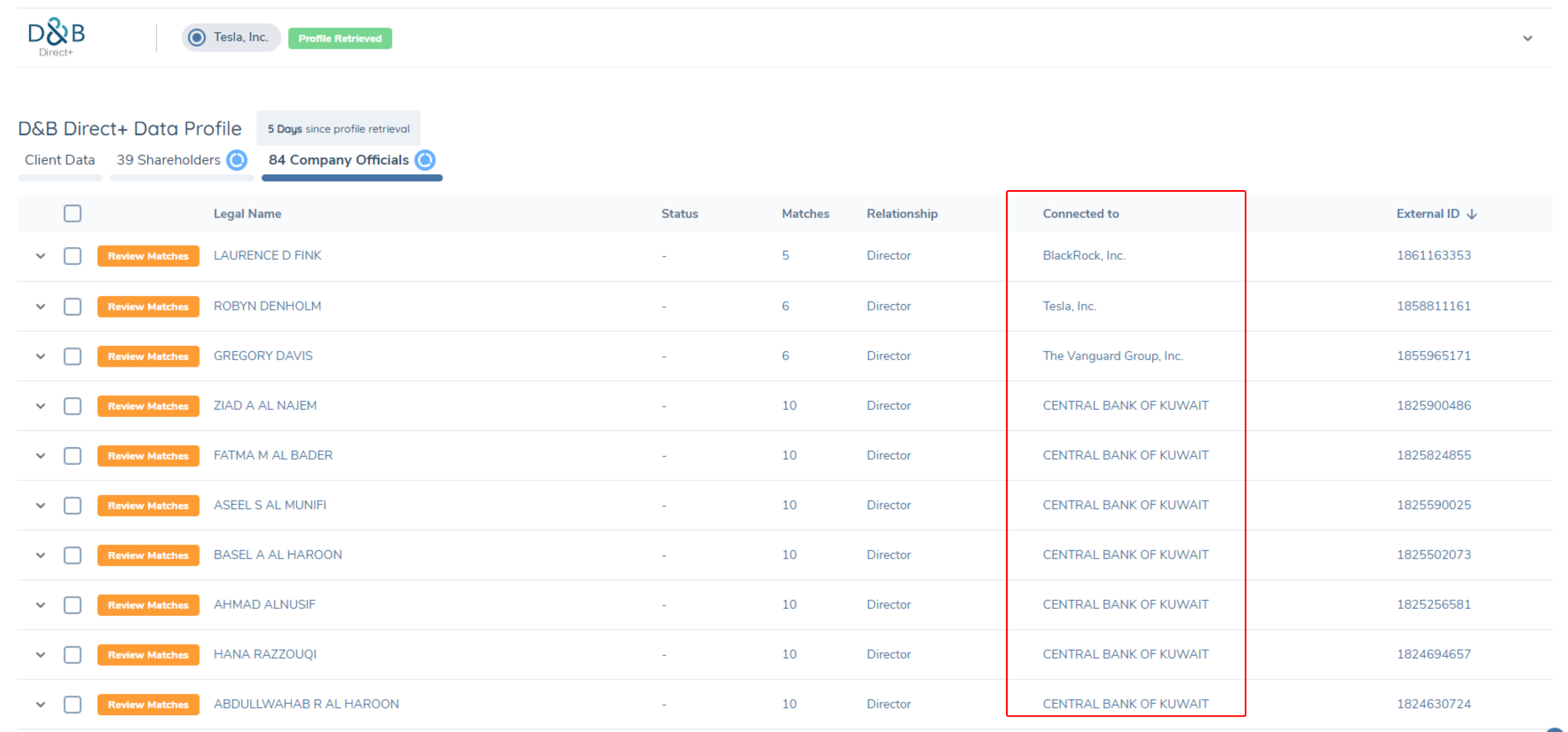 Connections - Company Officials