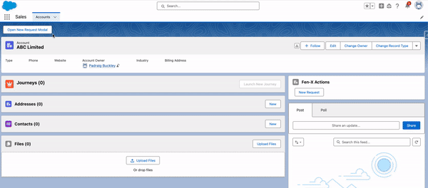 Allow New Request Screen to be Launched  on a Custom Event