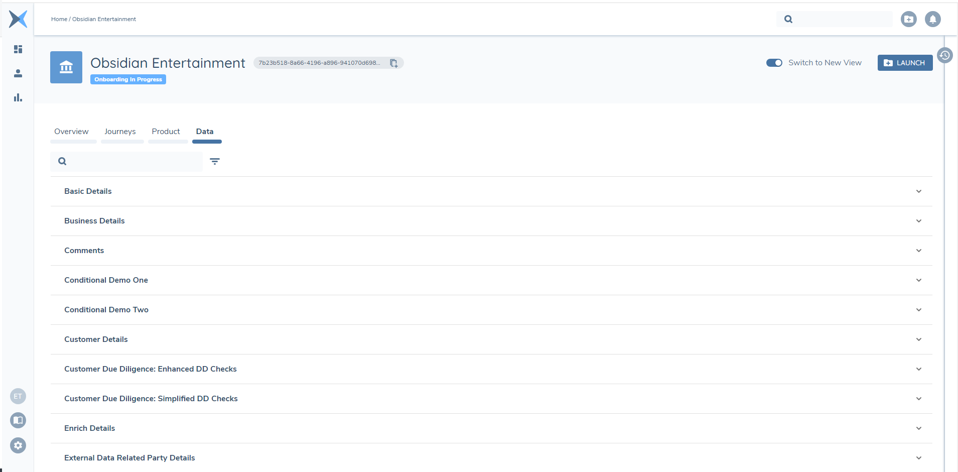 Data Tab - Collapsed State