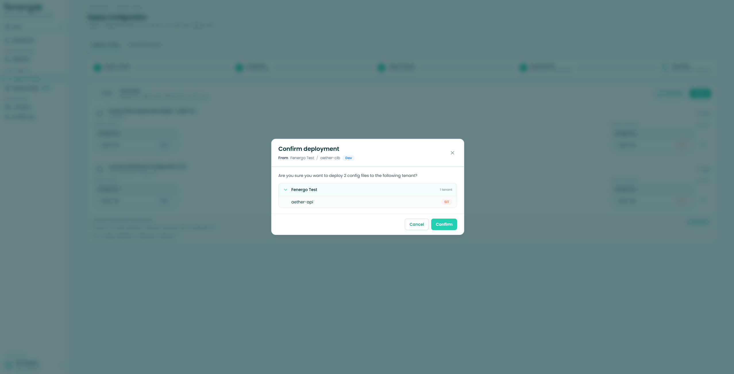 Confirm deployment modal