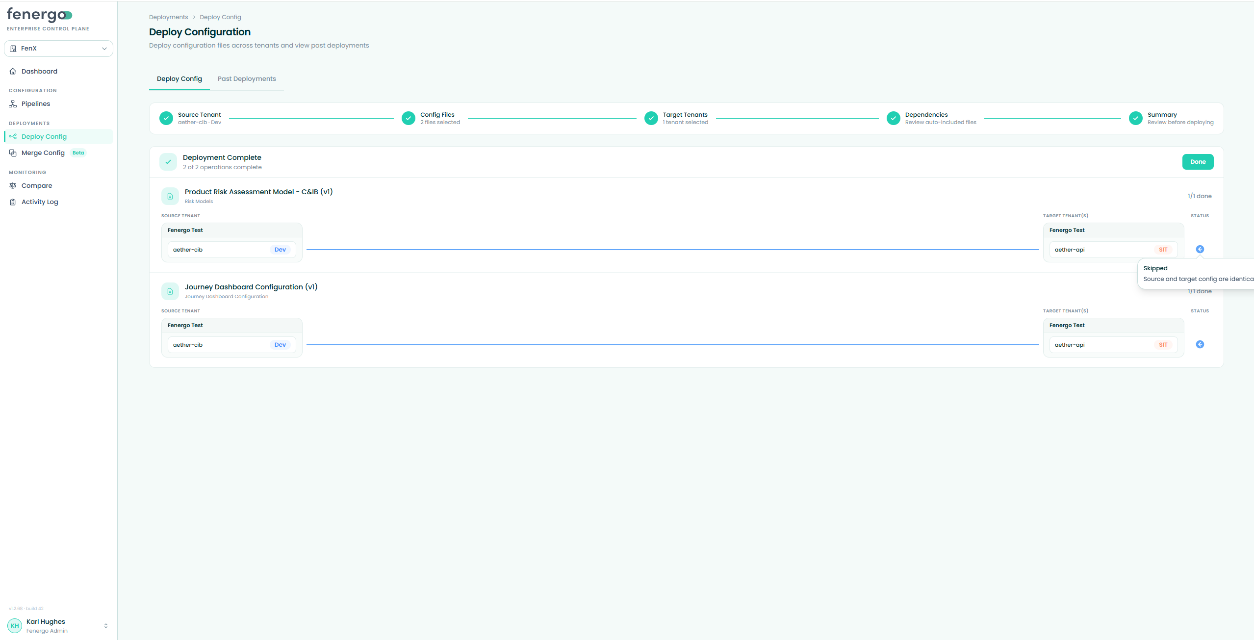 Deployment progress and completion