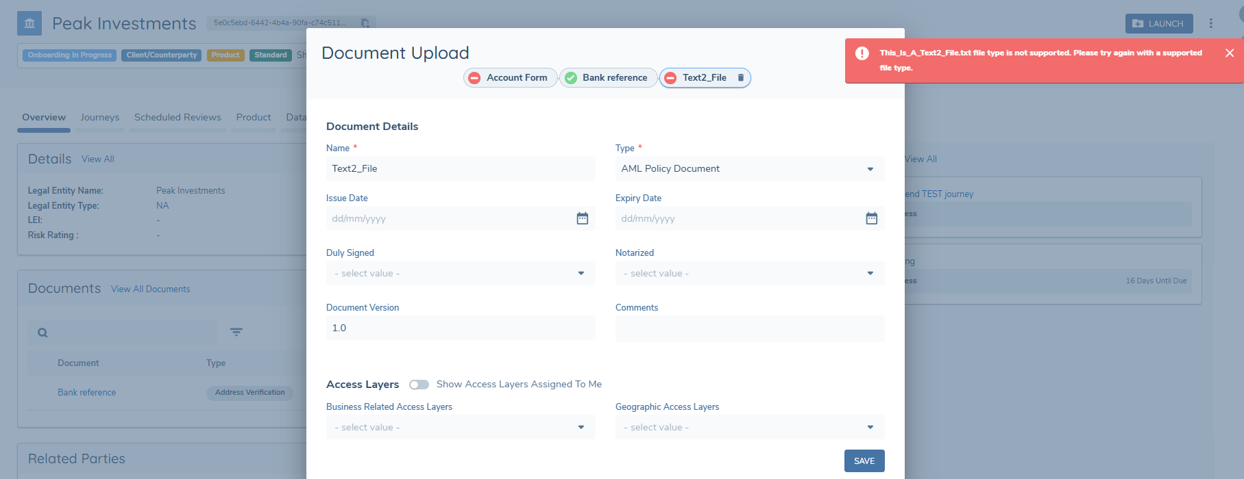 Bulk Document Upload Error
