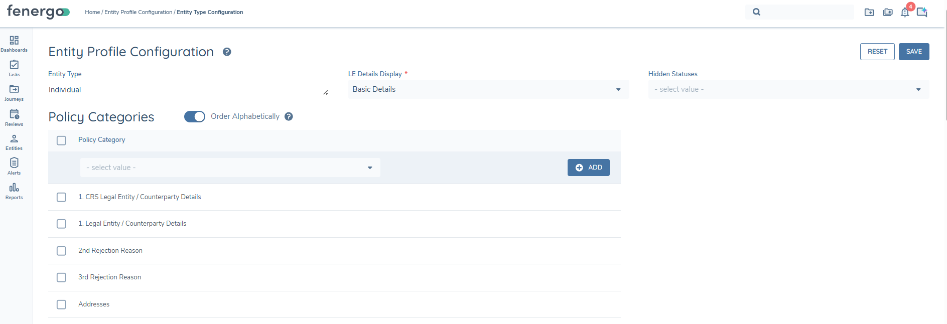 Entity Profile Configuration