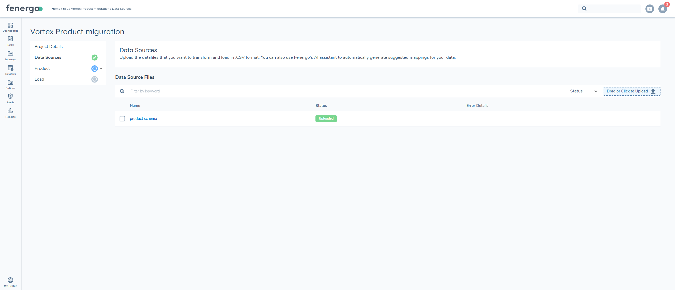 Product Upload Datasources