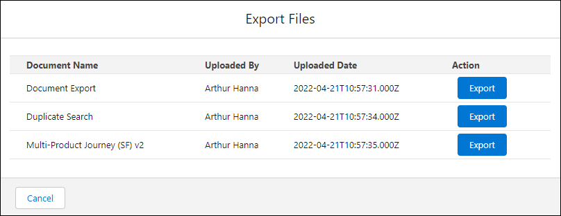 Export Files Window