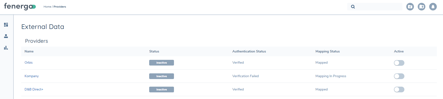 External Data Configuration Page
