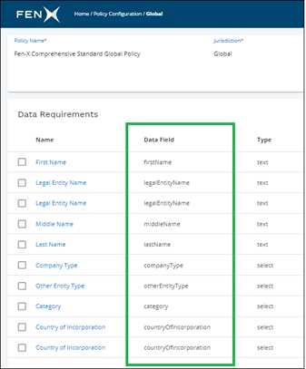 fenxDatabaseFieldName