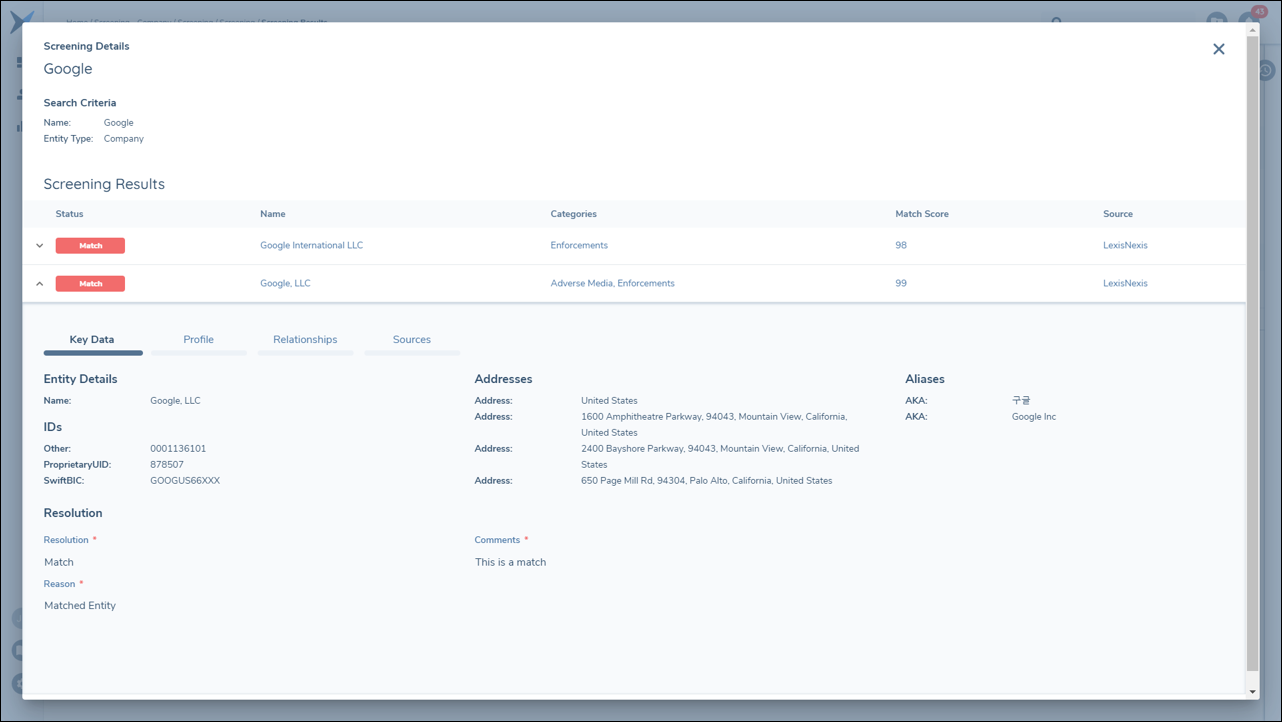 Confirmed Match Verification