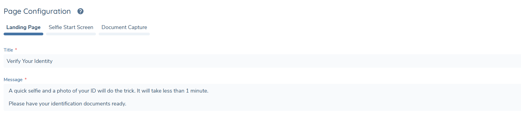 ID&amp;V Configuration