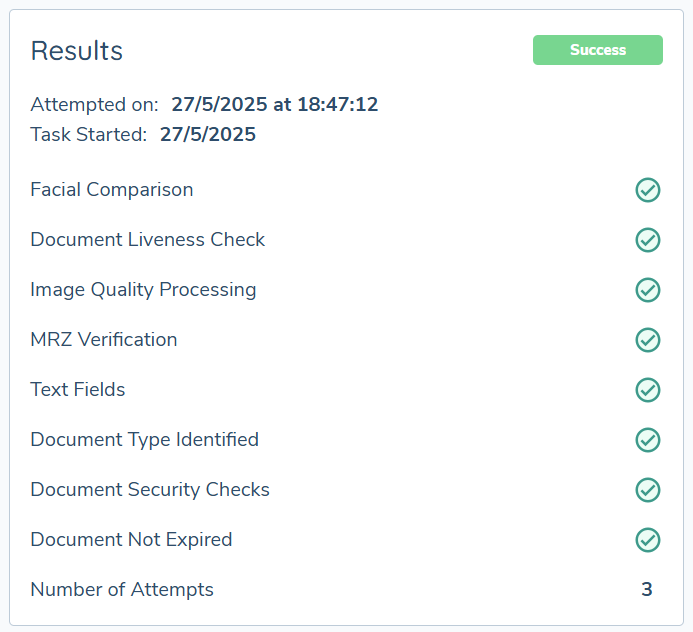ID&amp;V Results Card