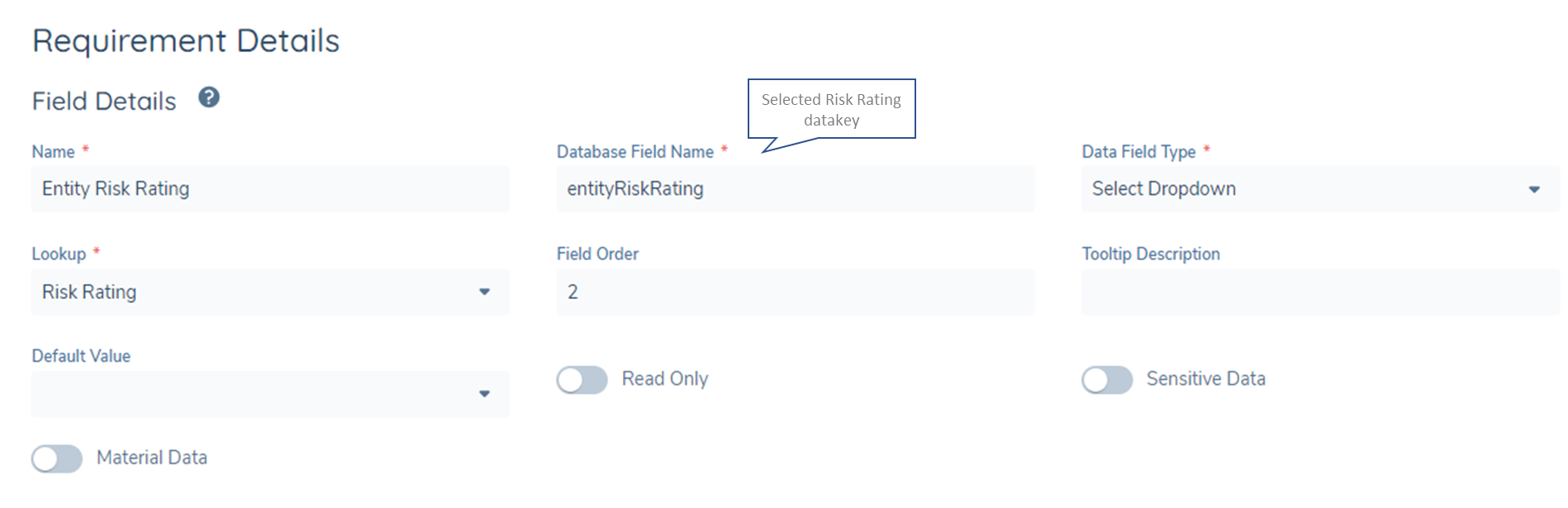 Risk Rating field used in Policy