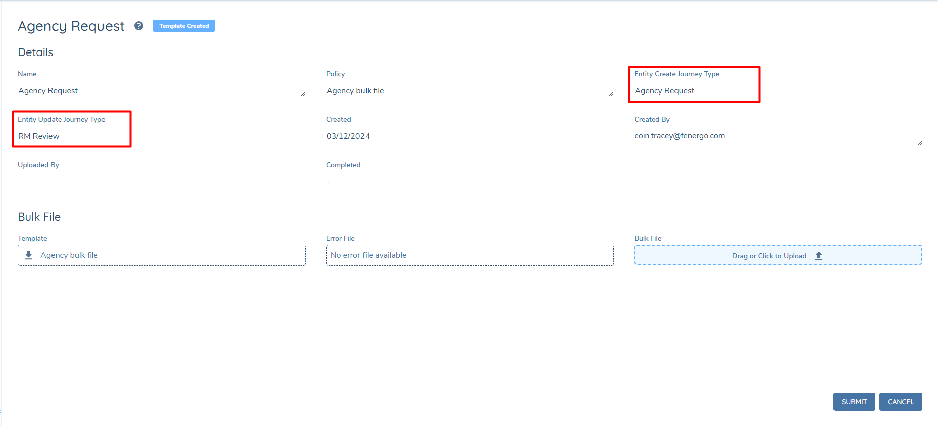 Job Request Custom Journey Types