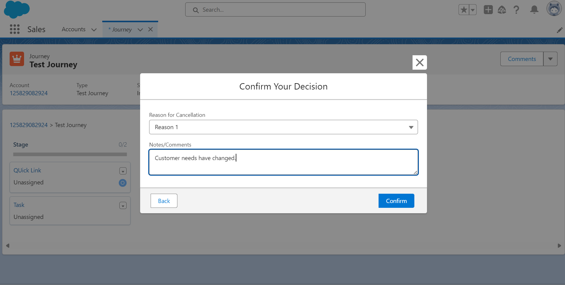 Journey Cancellation Modal