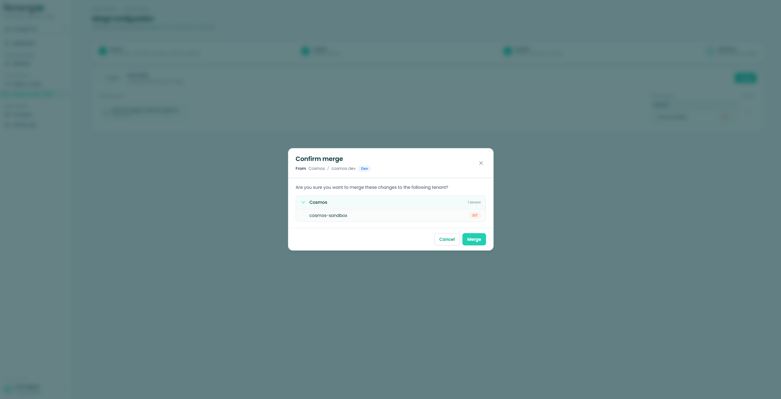 Confirm merge modal