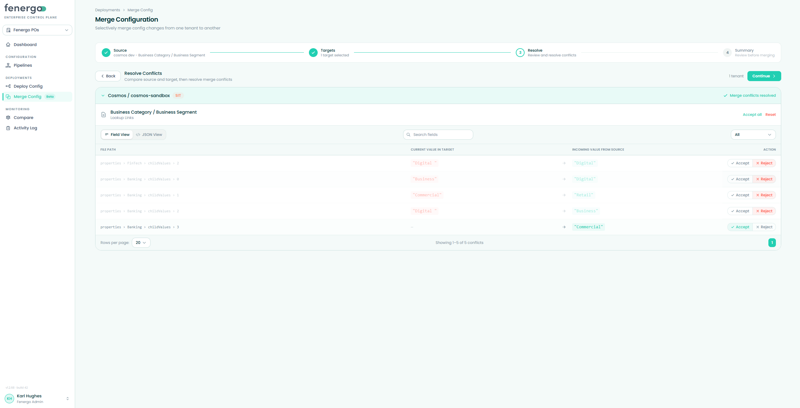 Merge Config — Step 3: resolving conflicts
