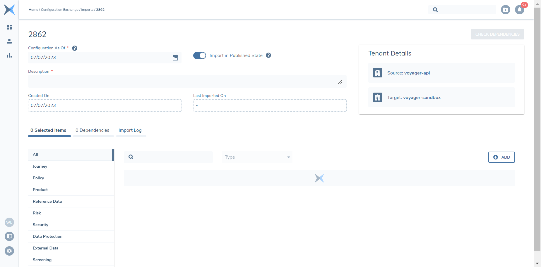 Configuration Exchange Landing Page