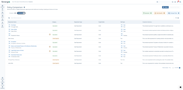 Policy Comparison Screen