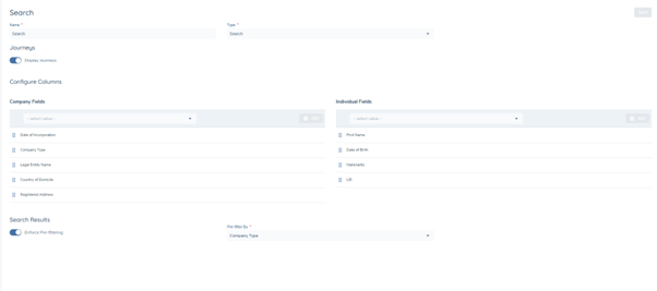 Search Dashboard Configuration