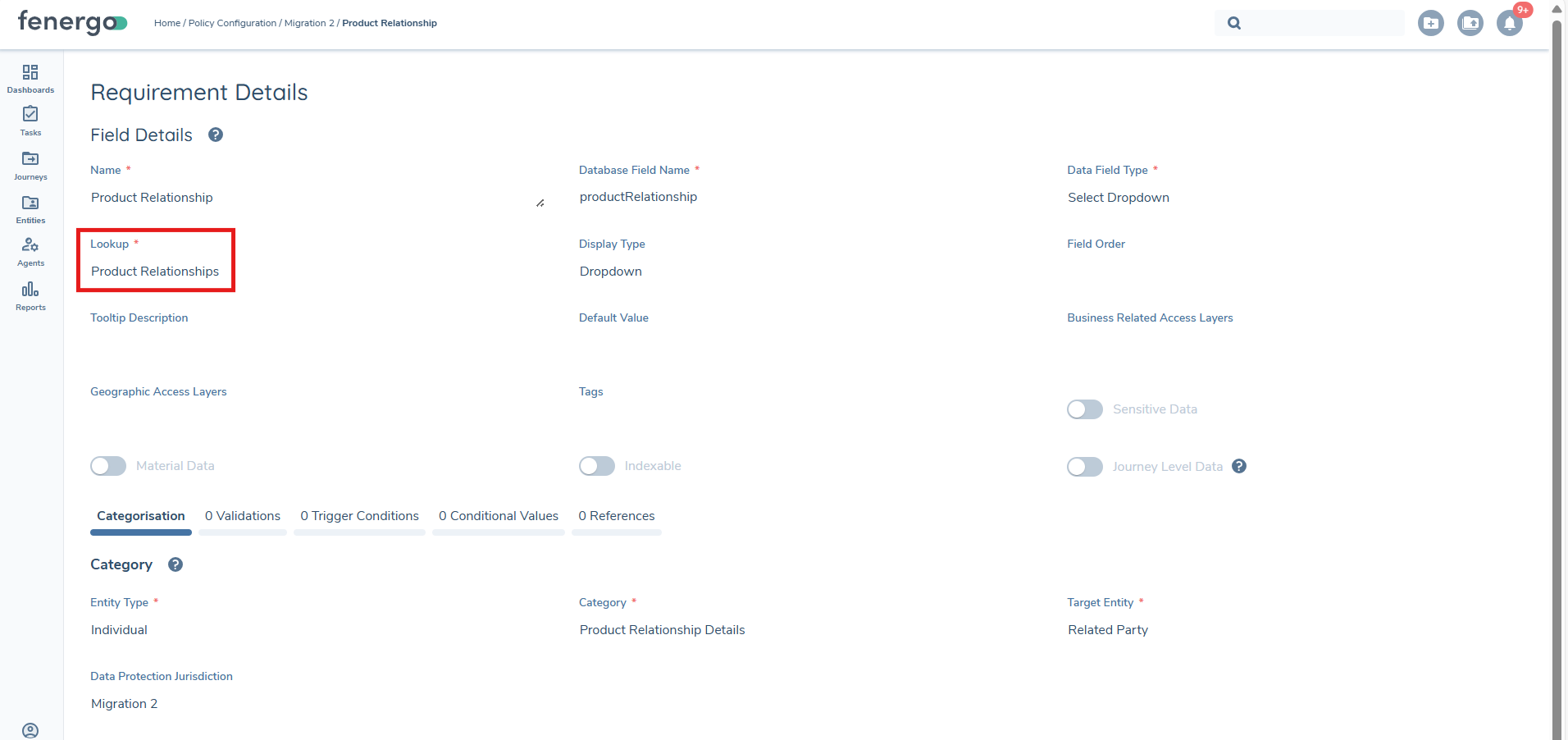 Product to Entity Association Data Requirement