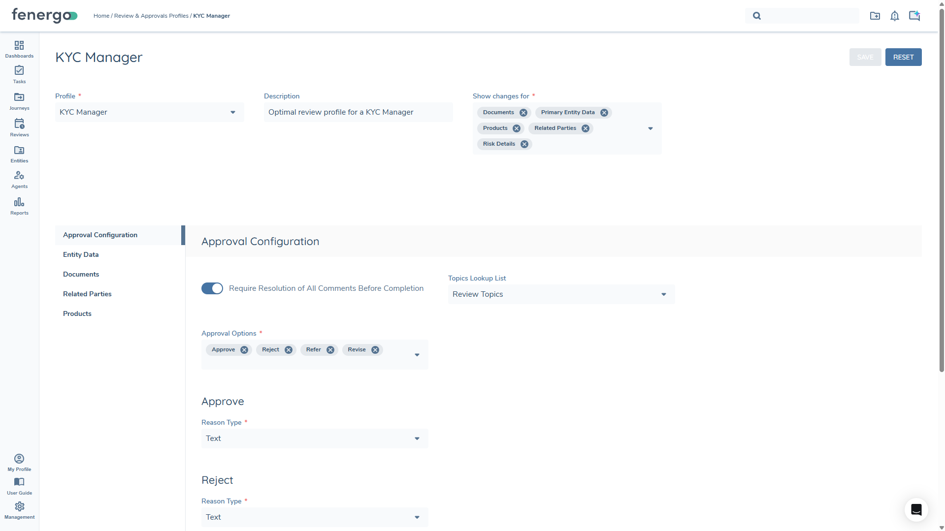Review and Approval Configured Profile