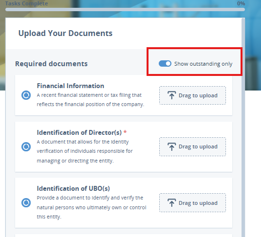 Show Outstanding Toggle