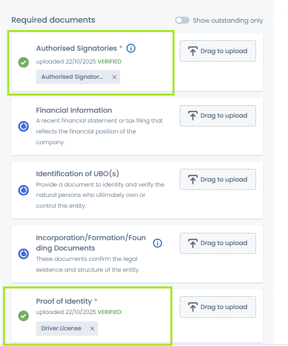 Verified Documents Indicator