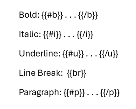 Symbols for Text Formatting