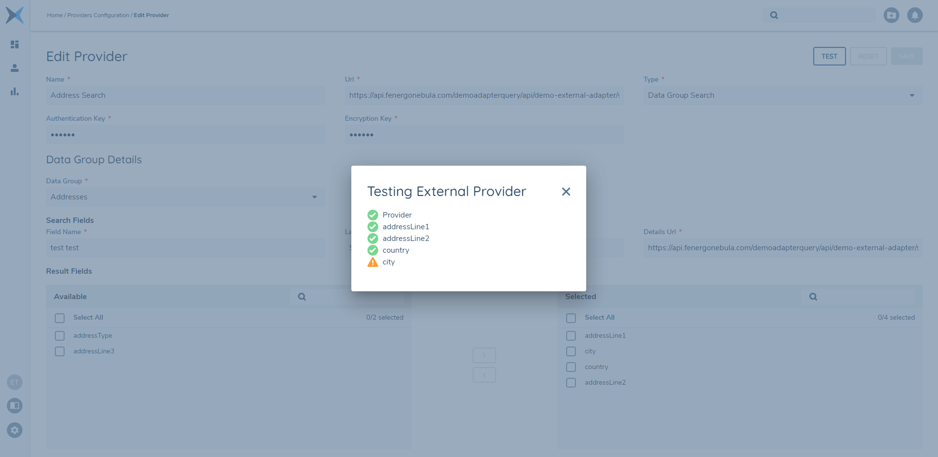 External Provider Data Group Error