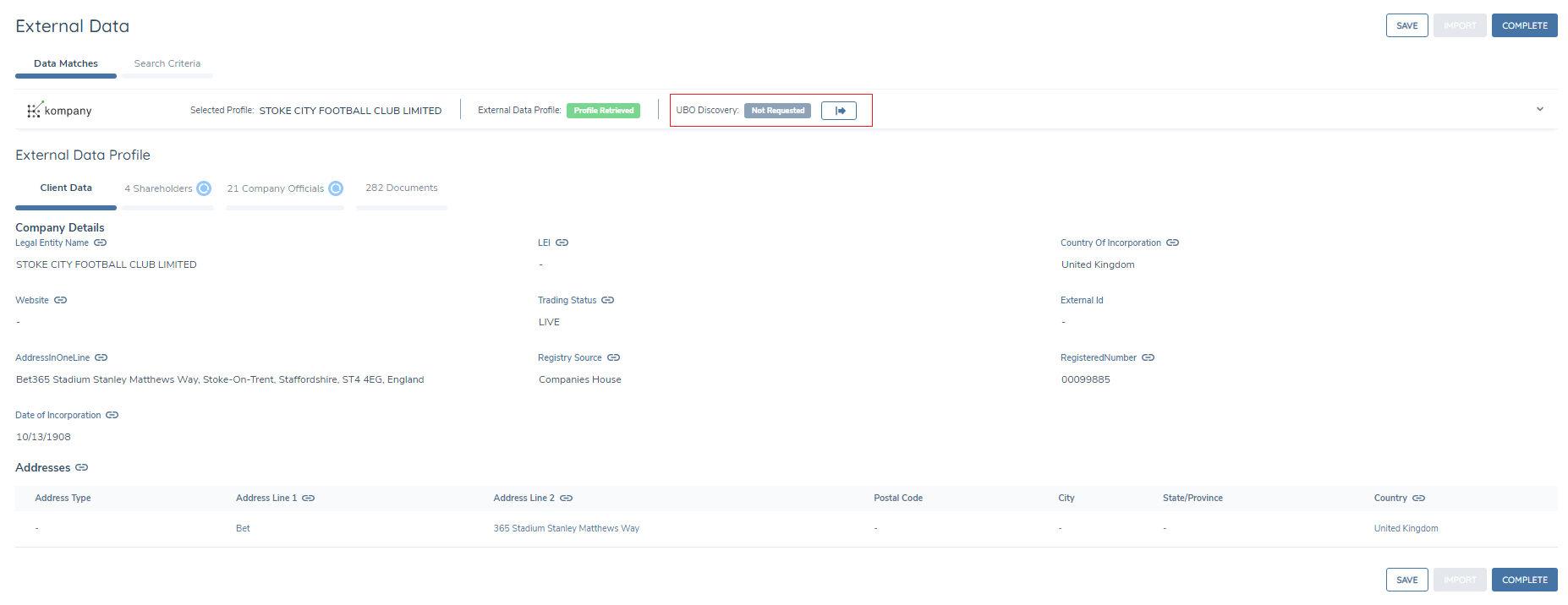 UBO Discovery Request
