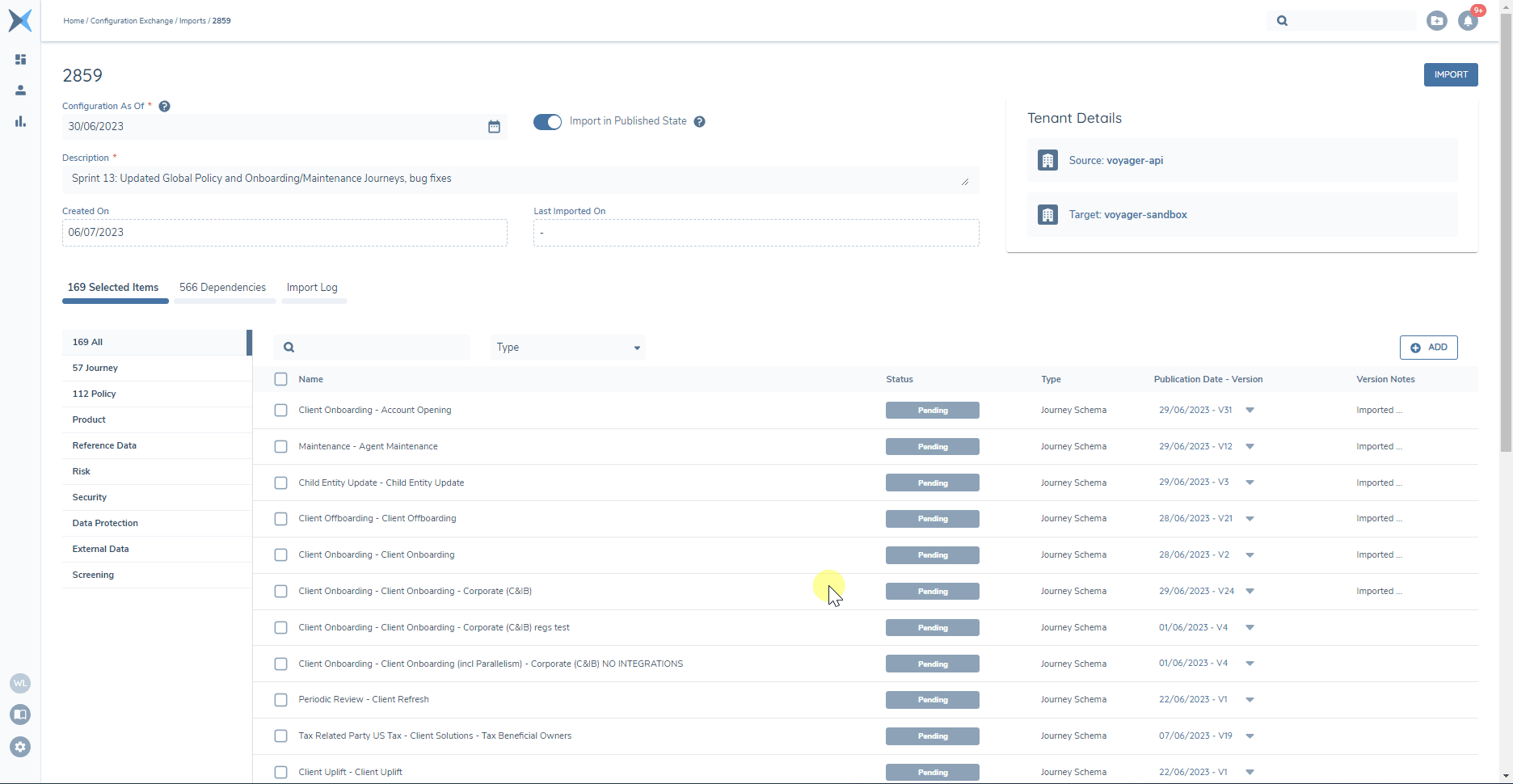 Configuration Exchange Version Override